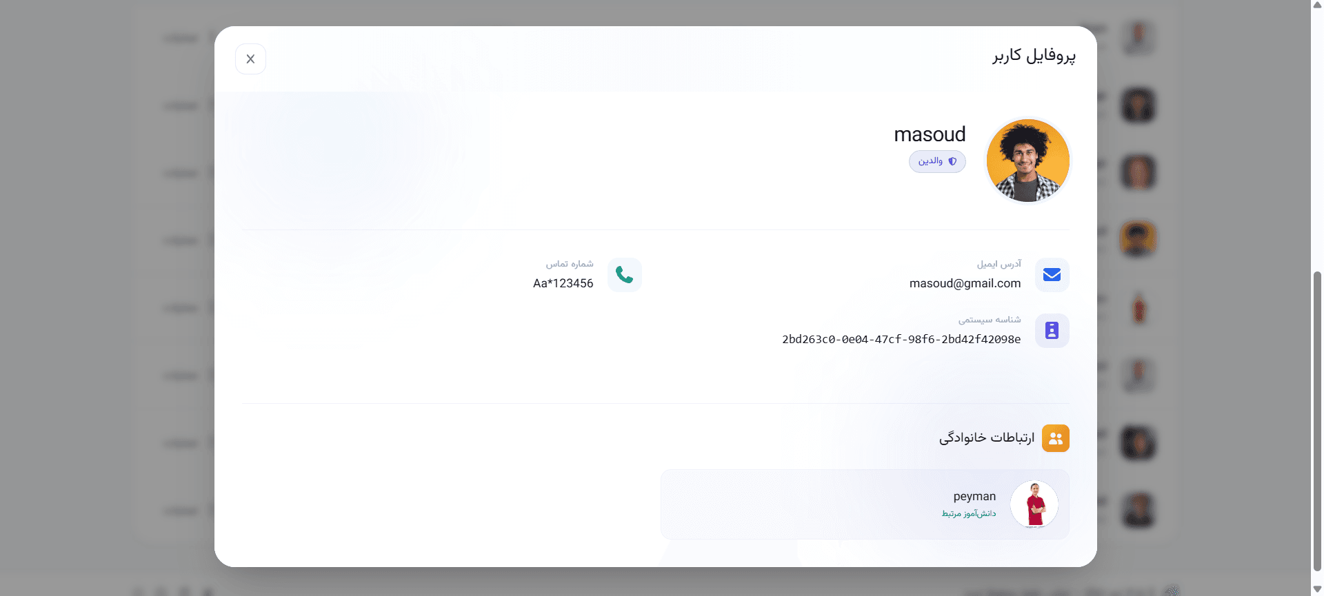جزیئات کاربر
